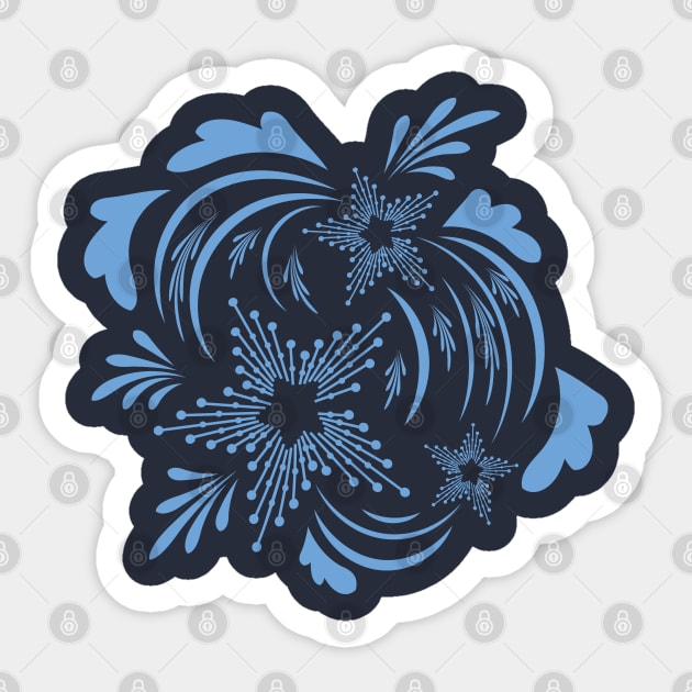 Folk flowers floral art print Flowers abstract art Sticker by Eskimos